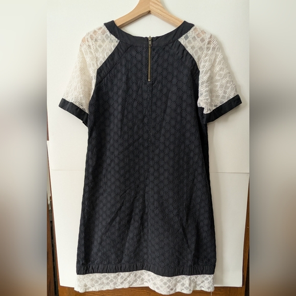 Last Call ⭐Anthropologie Girls From Savoy Molina Black White Eyelet Shift Dress - Picture 9 of 16